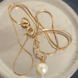 14kt 16” chain with small pearl